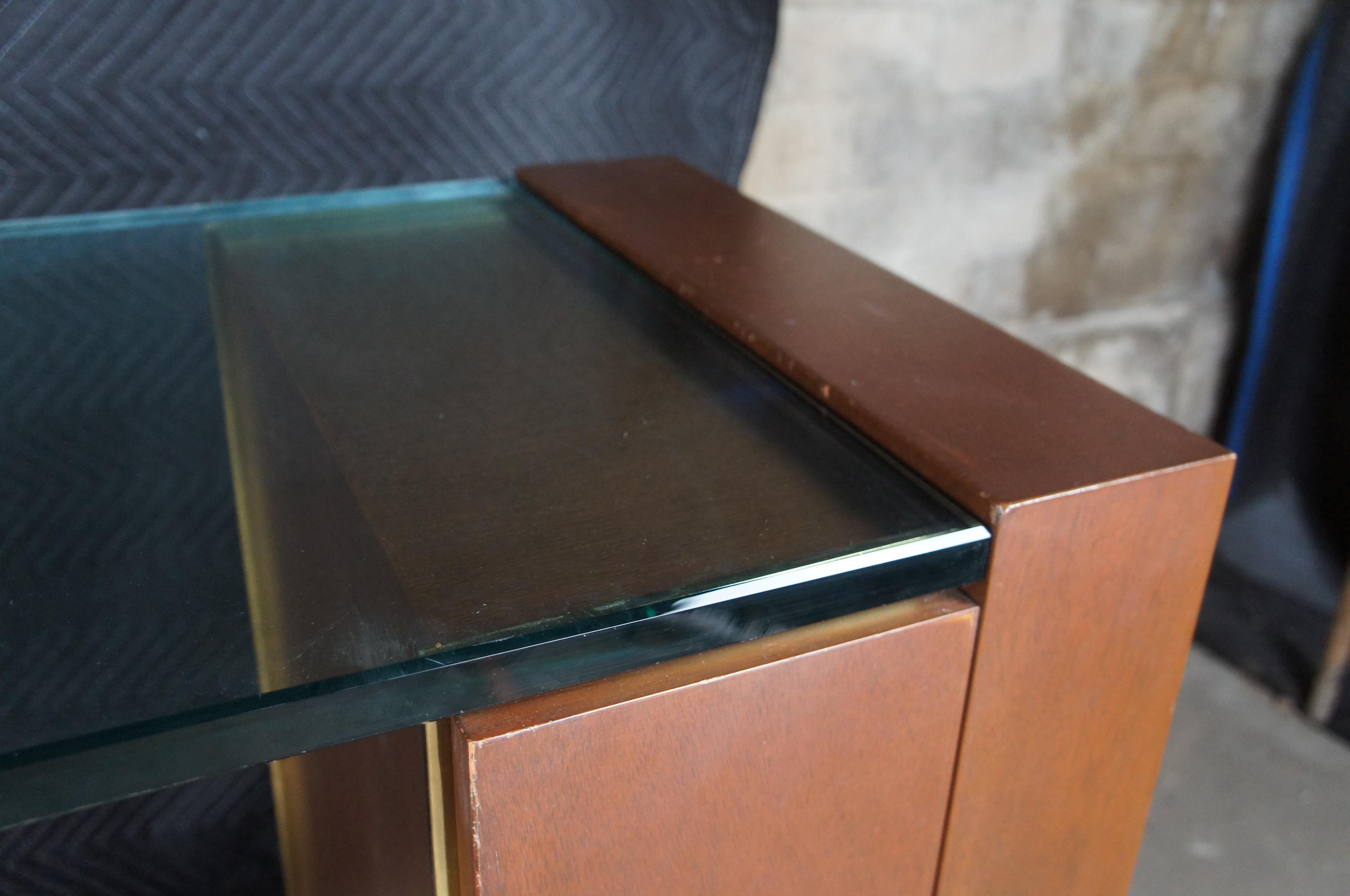 Large Post Modern Mahogany & Polished Glass Console Hall Sofa Table Sideboard For Sale 5