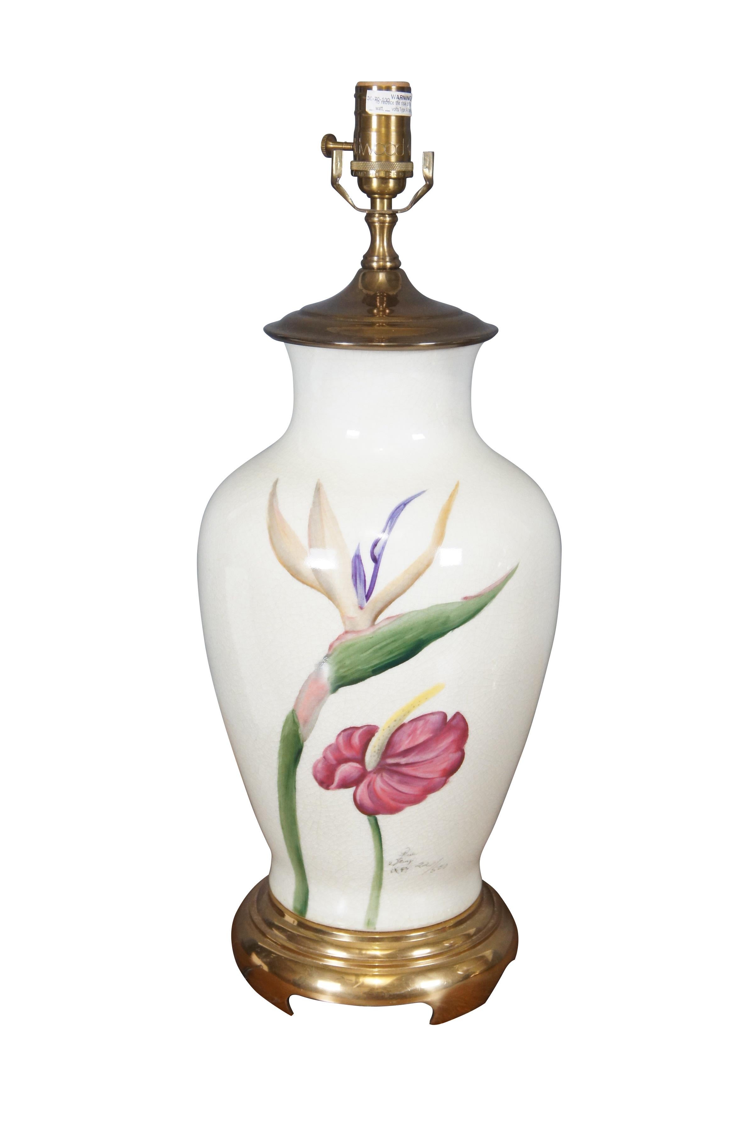 Hollywood Regency 2 Lampes de table Wildwood Pamela Shirley peintes à la main avec des fleurs tropicales 31