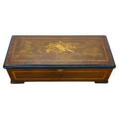 Antique Swiss Langdorff & Fils 8 Tune Niut Airs Marquetry Music Box 20"