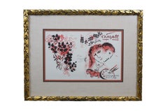 1980 Marc Chagall Signed Lithographe III Lithograph Book Cover Poster 31"