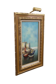 Eleonore Guinther – Ölgemälde mit Motiv: Seefahrt, Fischereiboote, Hafen – 33"