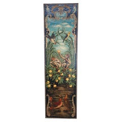Maitland Smith Hand Painted Monkey Landscape Crackled Coromandel Wall Panel