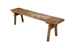 Vintage French Inspired Weathered Reclaimed Oak Farmhouse Peg Leg Bench Seat 68"