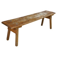 Vintage French Inspired Weathered Reclaimed Oak Farmhouse Peg Leg Bench Seat 68"