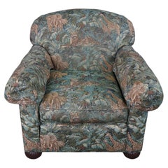 Vintage Sherrill Furniture Traditional Safari Jungle Animal Print Club Arm Chair
