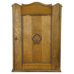 Antique Arts & Crafts Neoclassical Oak Apothecary Hanging Medicine Cabinet Curio
