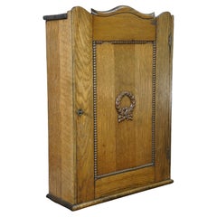 Antique Arts & Crafts Neoclassical Oak Apothecary Hanging Medicine Cabinet Curio