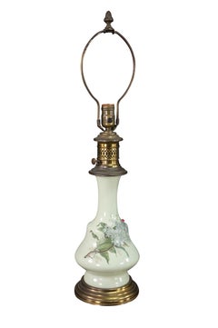 Antique Victorian Converted Hand Painted Porcelain Gone With The Wind Lamps 27"