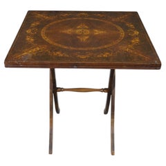 Vintage Regency Style Matchbook Walnut Burl Folding Bridge Card Poker Game Table
