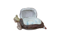 Antique German Victorian Naughty Lady in Tortoise Shell Vanity Box Figurine