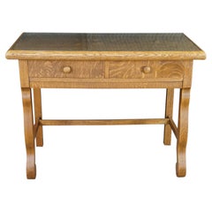 Antique American Empire Style Quartersawn Oak Library Table Console Writing Desk