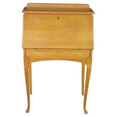 Antique Late Victorian Petite Oak Slant Top Secretary Ladies Writing Desk 26"