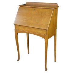 Antique Late Victorian Petite Oak Slant Top Secretary Ladies Writing Desk 26"