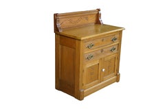 Antique Victorian Eastlake Carved Oak Parlor Cabinet Washstand Commode Chest 30"