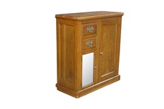 Antique American Victorian Quartersawn Oak 2 Drawer Console Cabinet Cupboard 31"