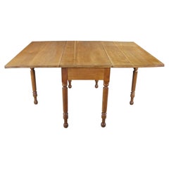 Antique Early American 19th C Cherry Gate-Leg Drop Leaf Dining Console Table 60"