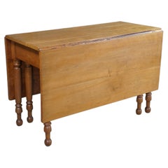 Antique Early American 19th C Cherry Gate-Leg Drop Leaf Dining Console Table 60"
