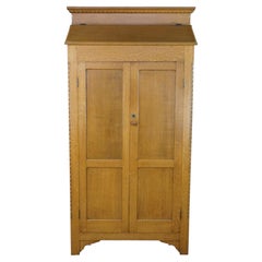 Antique American Victorian Slant Front Cabinet Bookcase Linen Press Wardrobe 75"