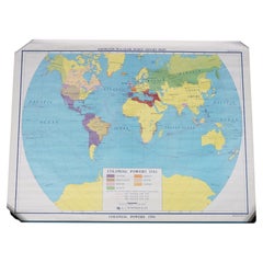 Vintage Colonial Powers 1783 Historic World Wall Map A J Nystrom Pull Down 50"