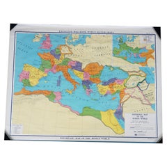 Antique Roman Empire World History Map A J Nystrom Pull Down Wall Map 50"