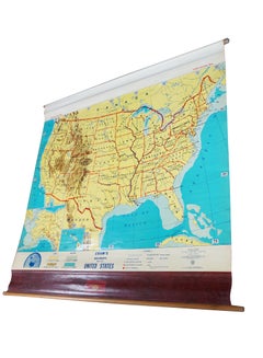 Mid Century Cram's Beginner's United States School Map Pull Down Classroom Map