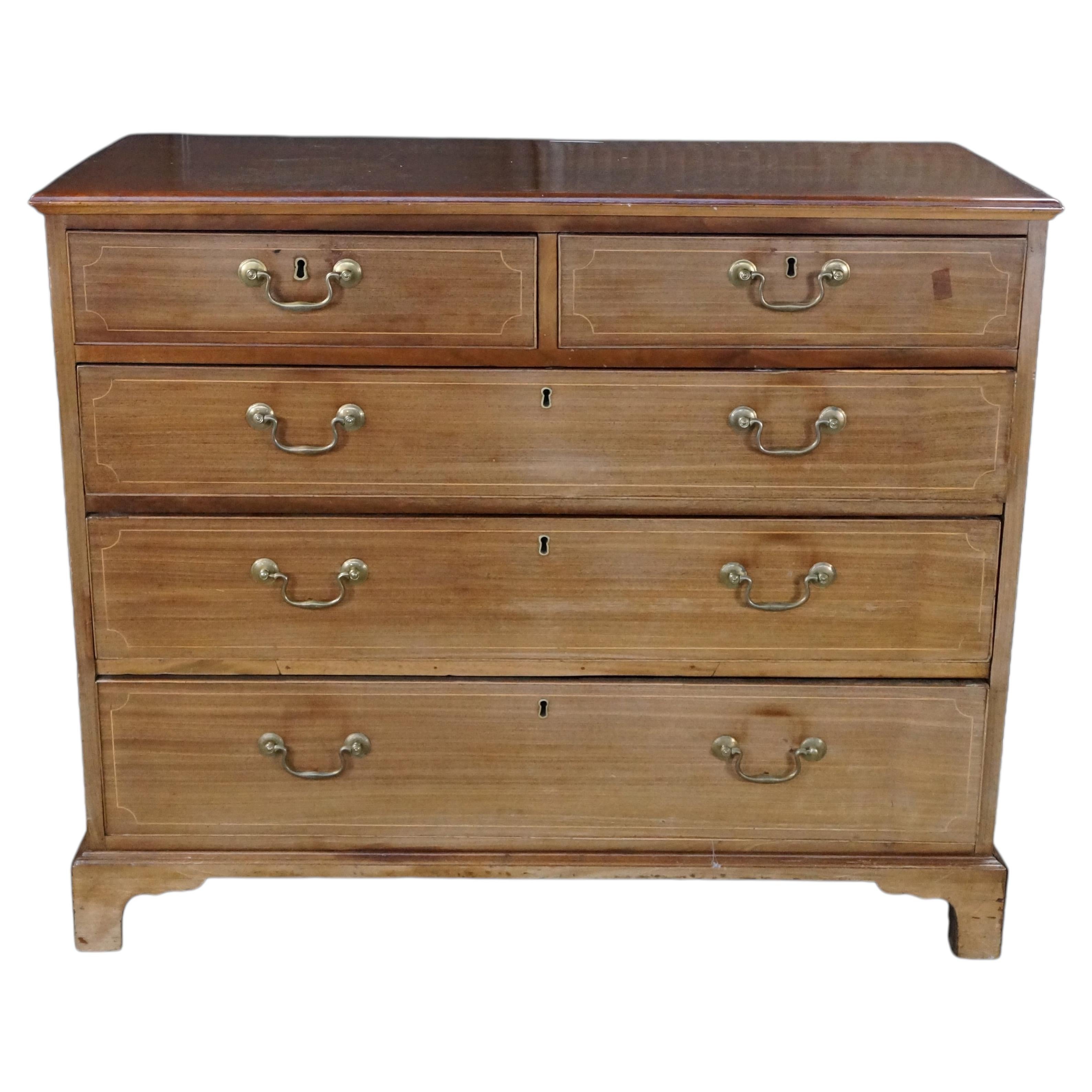 Antique 18th Century George III Scottish String Inlaid Mahogany Chest of Drawers For Sale