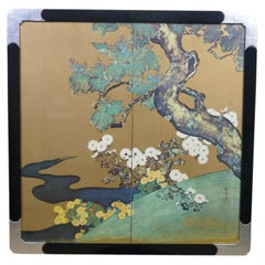 Japanese Paulownias & Chrysanthemums Lithograph after Sakai Hoitsu 31"
