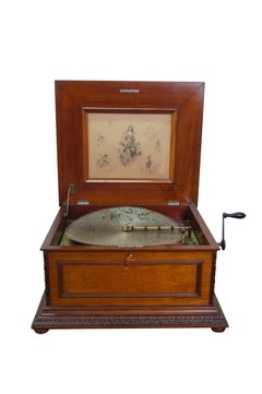 Antique Regina Double Comb 15.5" Music Box Player & 46 Records