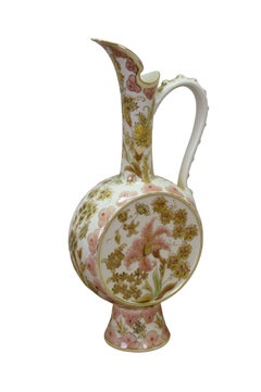Antique 19th Century Hungarian Zsolnay Pecs Porcelain Faience Ewer Pitcher 16"