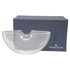 Stuben Equinox Neil Cohen Half Moon Notched Art Glass Bowl 10"