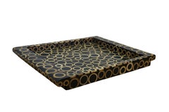 Bandeja de servicio para bar con mosaico de bambú laminado y lacado de R&Y Augousti, 18"