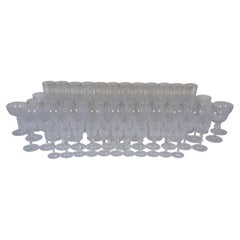 71 Pc Antique Cut Crystal Stemware Wine Water Goblets Champagne Flutes Cordials