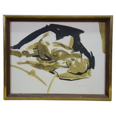 Elmer Tomasch Abstract Reclining Nude Watercolor Painting 12"