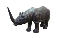 Vintage Tooled Leather African Rhinoceros Foot Stool Ottoman Sculpture 35"