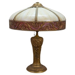 Lampada da tavolo d'epoca in vetro scoria in stile Art Nouveau a due luci di Charles Parker, 25"