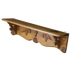 20th Century Victorian Eastlake Revival Carved Oak Wall Shelf Mantel Display 35"