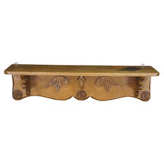 20th Century Victorian Eastlake Revival Carved Oak Wall Shelf Mantel Display 35"
