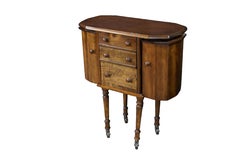 Antique Martha Washington Walnut Spool Sewing Cabinet Chest Side Table Stand