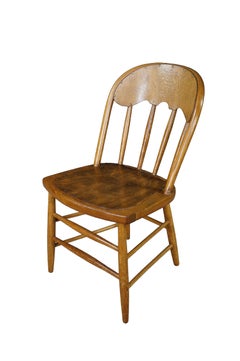 4 Antique American Oak Windsor Bow Back Chairs Saloon Pub Tavern Caboose Seats