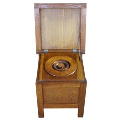 Antique 19th Century Victorian Oak Chamber Pot Commode Toilet Step Stool 16"