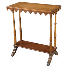 Antique Victorian Eastlake 2 Tier Walnut Hall Side Table Sawtooth Apron 25"