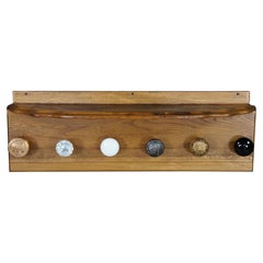 Antique Oak Coat Rack Shelf Salvaged Door Knob Hooks Grapevine Architectural 30"
