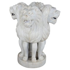 Monumental Capital of Ashoka Sculptural Lion Marble Statue Pedestal Center Table