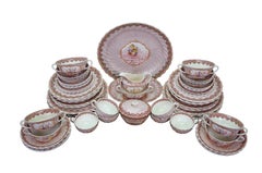 Antique 72 Pc Copeland Spode Polychrome Transferware Dinner Service for 8