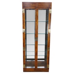 Mid Century Henredon Scene One Oak Campaign Curio Display Cabinet Vitrine 1979