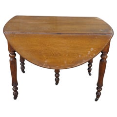 Antique 19th Century Victorian Mahogany Drop Leaf Oval Dining Table Console
