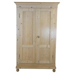 Antique European Farmhouse Pine Knockdown Armoire Linen Press Larder Cupboard