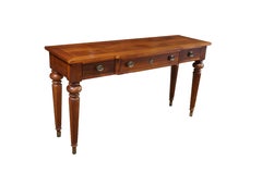Lexington Neoclassical Cherry Parquetry Breakfront Console Sofa Hall Table 54"
