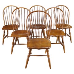 6 Vintage KLI Logatec Slovenia Windsor Style Solid Maple Bow Back Dining chairs