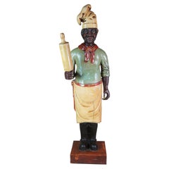 Monumental Antique Life Size French Carved Restaurant Chef Baker Statue